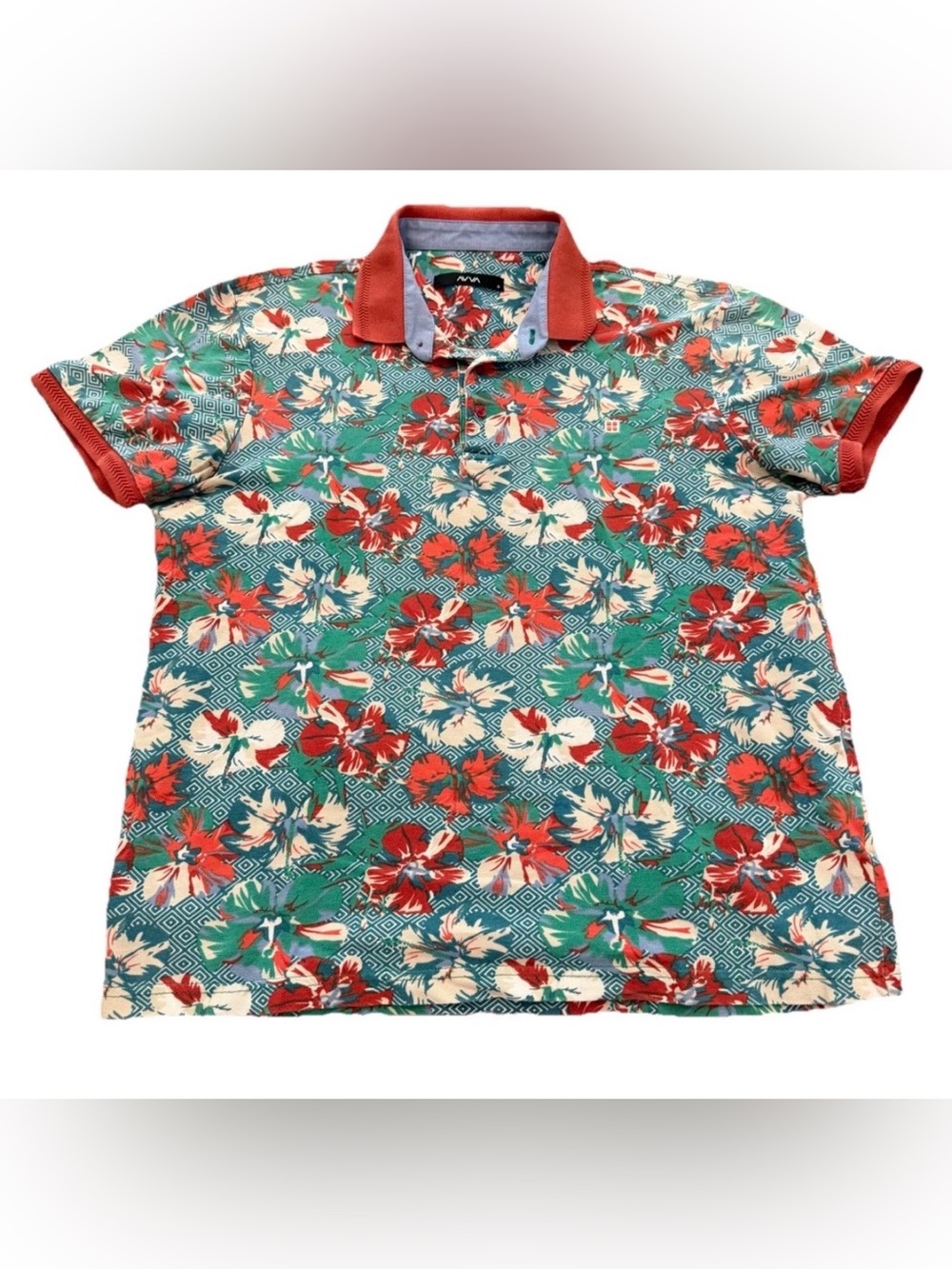 AVVA Men's Polo Shirt SZ Small Short Sleeve Hawaiian Polo Summer Beach